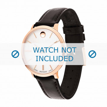 Movado horlogeband 0607093 Leder Donkerbruin 16mm + standaard stiksel