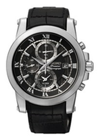 Horlogeband Seiko SNAF31JD / 7T62-0LE0 Leder Zwart 21mm