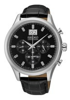 Horlogeband Seiko SPC083P2 / 7T04-0AE0 Leder Zwart 20mm