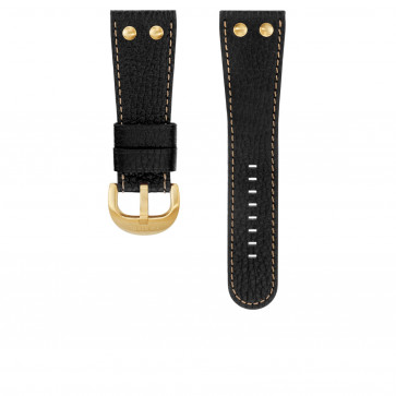 TW Steel horlogeband TWB82 Leder Zwart 30mm + oranje stiksel