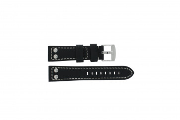 Tzevelion horlogeband Tzev.2844.01 Leder Zwart 22mm + wit stiksel