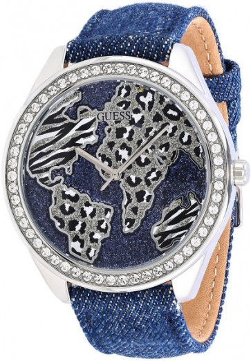 Horlogeband Guess W0504L1 Leder/Textiel Blauw 20mm