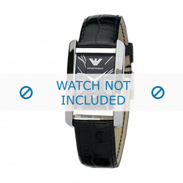 Horlogeband Armani AR0144 / AR0257 Leder Zwart 18mm