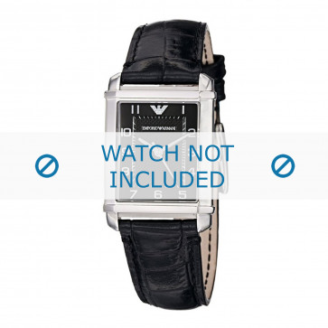 Armani horlogeband AR0364 Leder Zwart 18mm + zwart stiksel