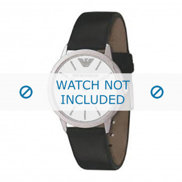 Armani horlogeband AR2002 Leder Zwart 18mm