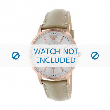 Armani horlogeband AR2464 Leder Cream wit / Beige / Ivoor 22mm + standaard stiksel
