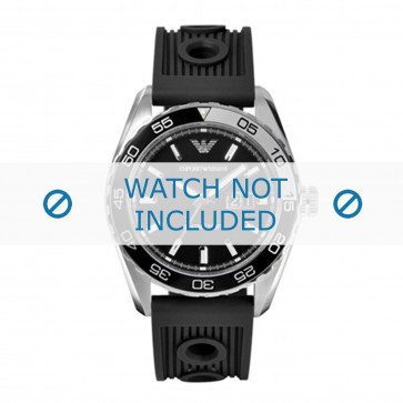 Armani horlogeband AR6044 Silicoon Zwart 24mm
