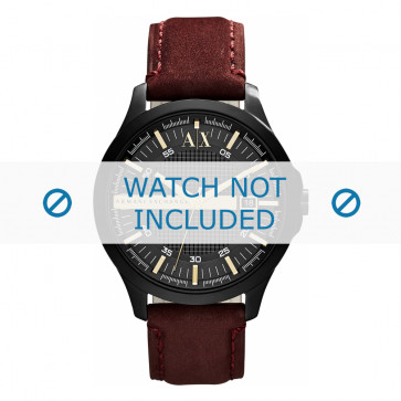 Armani horlogeband AX-2130  Leder Bruin 22mm + bruin stiksel