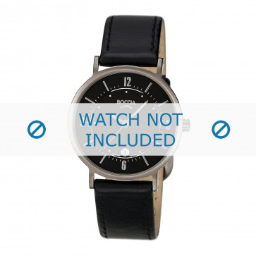 Boccia horlogeband 3154-01-BO3154-01-40 / 3154-06 Leder Zwart + zwart stiksel