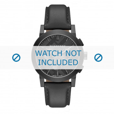 Horlogeband Burberry BU9906 Leder Zwart 22mm