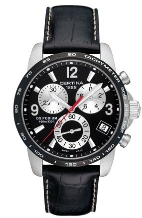 Horlogeband Certina C610007730 / C536.7029.42.65 Leder Zwart 20mm