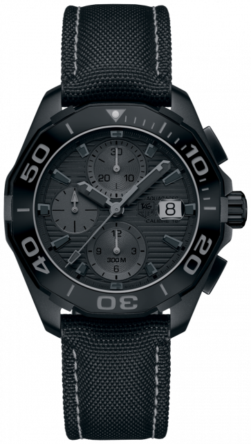 Horlogeband Tag Heuer CAY218B / FC6370 Leder/Textiel Zwart 21.5mm