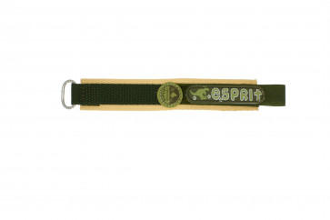 Esprit horlogeband ES101333002U Klittenband Groen 16mm + bruin stiksel