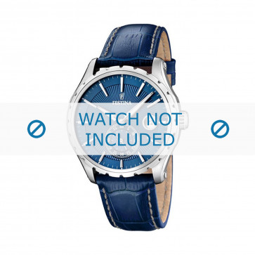 Festina horlogeband F16486/6 Leder Blauw 23mm + wit stiksel