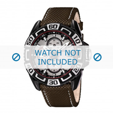 Festina horlogeband F16584-1 Leder Groen 24mm + wit stiksel