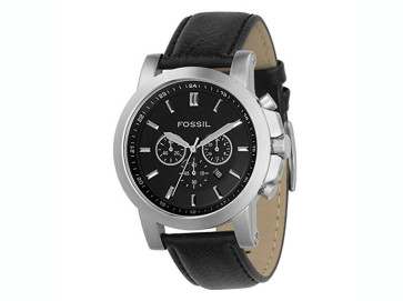 Horlogeband Fossil FS4247 Leder Zwart 22mm