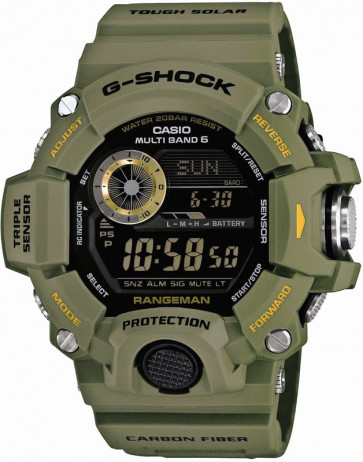 Horlogeband Casio GW-9400-3 (10455203 ) Staal/Silicoon Groen 19mm