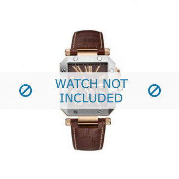 Guess horlogeband A50005G1 Leder Bruin 21mm + wit stiksel