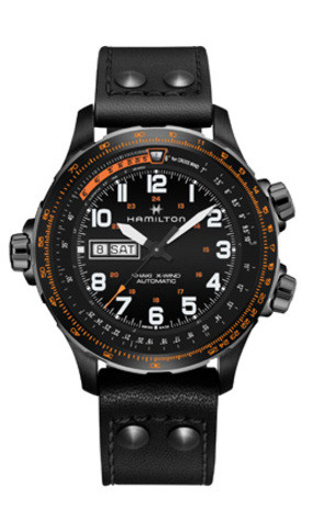 Hamilton horlogeband H77785733 / H001.77.785.733.01 Leder Zwart 22mm + zwart stiksel