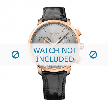 Horlogeband Hugo Boss HB-273-1-34-2826-HB1513264 Croco leder Zwart 22mm