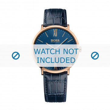 Horlogeband Hugo Boss HB-286-1-34-2894 / HB1513371 Croco leder Blauw 20mm