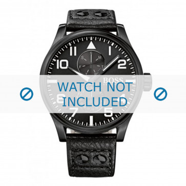 Hugo Boss horlogeband HB-88-1-34-2733 / HB1513083 Leder Zwart 24mm + zwart stiksel