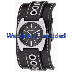 Horlogeband Fossil JR8205 Onderliggend Leder Zwart 16mm