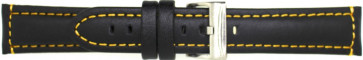 Horlogeband Universeel 393.01.10 Leder Zwart 20mm