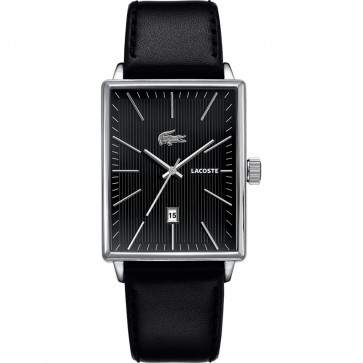 Lacoste horlogeband 2010469 / 2010470 / LC-35-1-14-0174 Leder Zwart 22mm + zwart stiksel