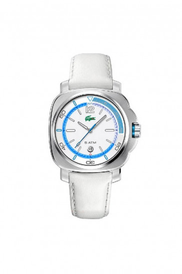 Lacoste horlogeband 2000498 / LC-29-3-14-0157 Leder Wit 22mm + wit stiksel