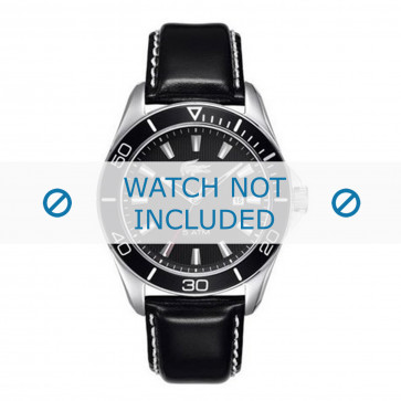 Lacoste horlogeband LC-31-1-27-0148 / 2010458 Leder Zwart + wit stiksel