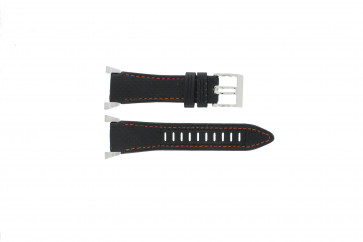 Seiko horlogeband 7L22-0AM0 Leder Zwart 22mm + oranje stiksel