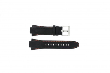 Horlogeband Seiko 7T62-0ED0 / H023 00C0 / SNJ007P Leder Zwart 15mm