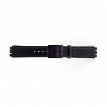 Horlogeband Swatch (alt.) SC11.01 Leder Zwart 17mm