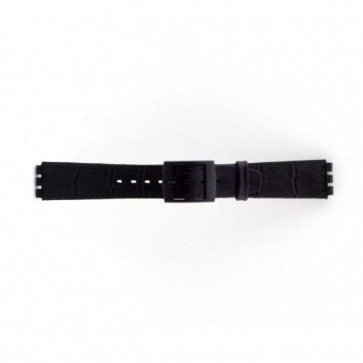 Horlogeband Swatch SC16.01 Leder Zwart 16mm