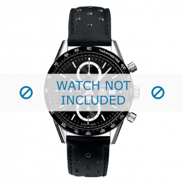 Horlogeband Tag Heuer FC6233 Leder Zwart 20mm