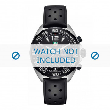 Horlogeband Tag Heuer 19,5mm BT0725 / FT8023 / FT8025 Rubber Zwart 19.5mm