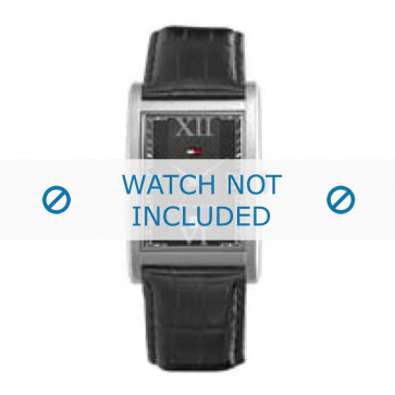 Tommy Hilfiger horlogeband TH-67-1-14-0759 / TH1710175 Leder Zwart + zwart stiksel