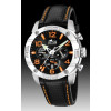 Lotus horlogeband 15644-4 Leder Zwart 23mm + oranje stiksel