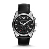 Horlogeband Armani AR6039 Leder Zwart 23mm