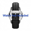 Horlogeband Fossil FS4647 Leder Zwart 22mm