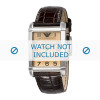 Armani horlogeband AR0489 Leder Donkerbruin 24mm + bruin stiksel