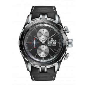 Horlogeband Edox 01121 Leder Zwart 23mm