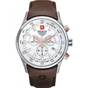 Horlogeband Swiss Military Hanowa 06-4156.04.001.09 / 06-4156.04.001.05 Leder Donkerbruin 24mm