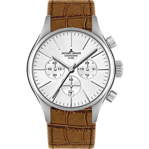Horlogeband Jacques Lemans 1-1426B Croco leder Cognac