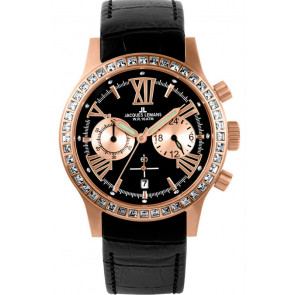 Jacques Lemans horlogeband 1-1527 / ZW Leder Zwart 21mm + zwart stiksel