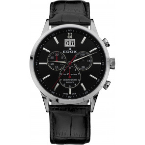 Horlogeband Edox 10010-473282-222194 Leder Zwart 22mm