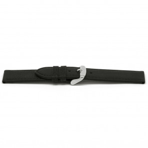 Horlogeband Universeel I129 Leder Zwart 24mm