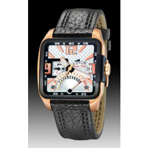 Lotus horlogeband 15531 / 15531-1 / 15531-3 Leder Zwart + zwart stiksel