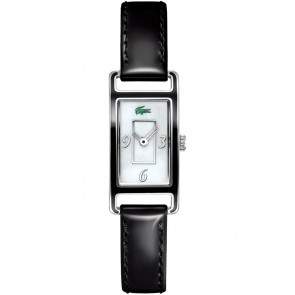 Lacoste horlogeband 2000366 / LC-05-3-19-0065 Leder Zwart 12mm + zwart stiksel
